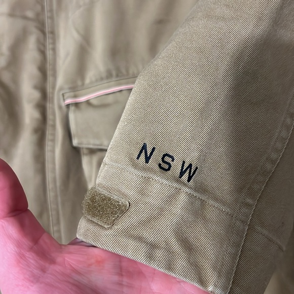 Nike tan brown canvas women’s parka long jacket hooded drawstring zipper small - Picture 6 of 6